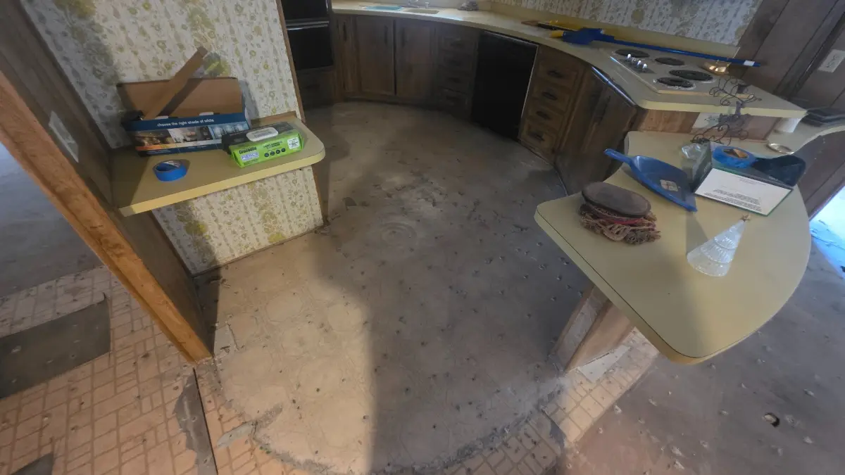 The same Chandler kitchen floor swept clear