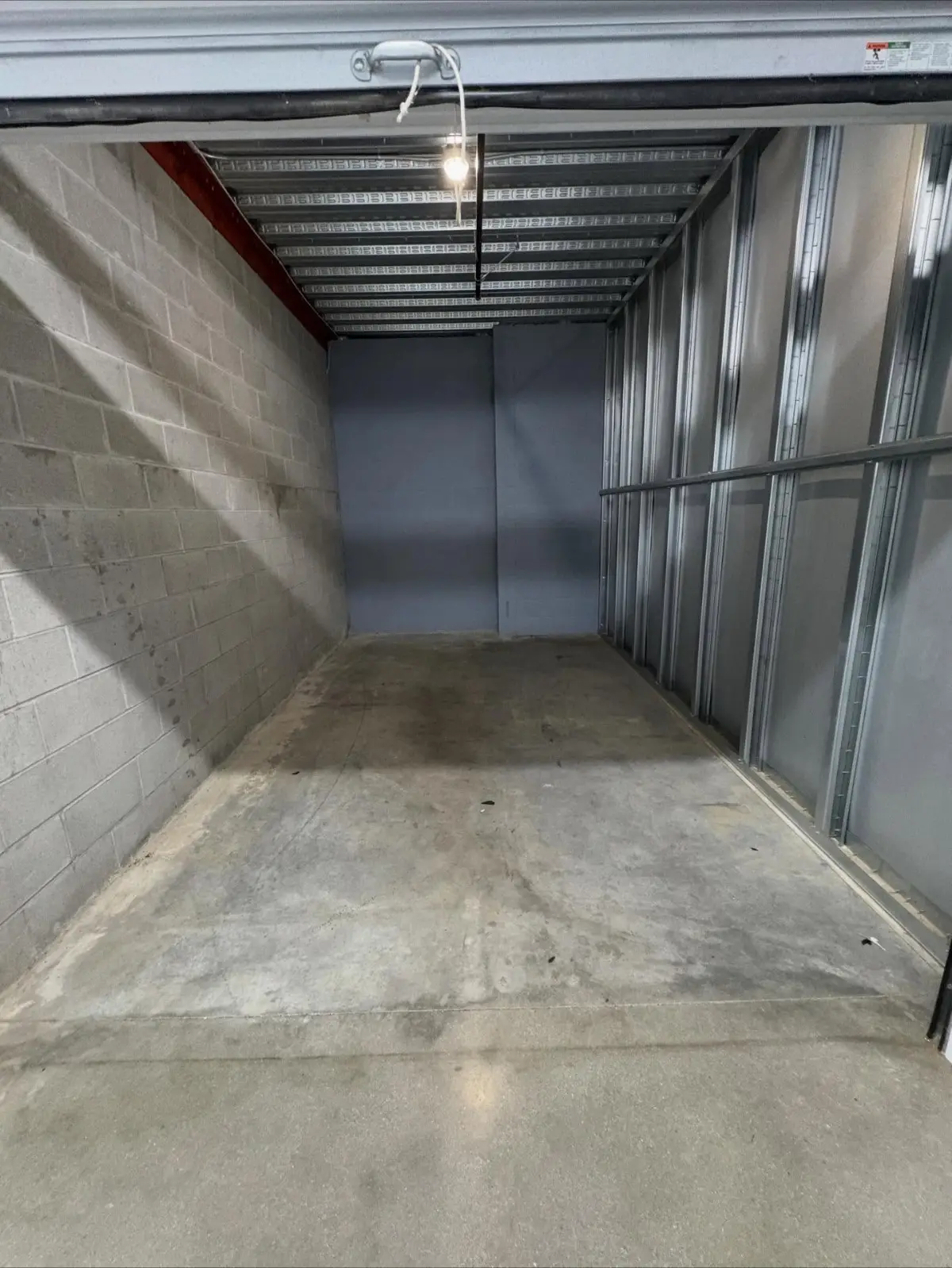 The same Chandler storage unit empty to the concrete floor