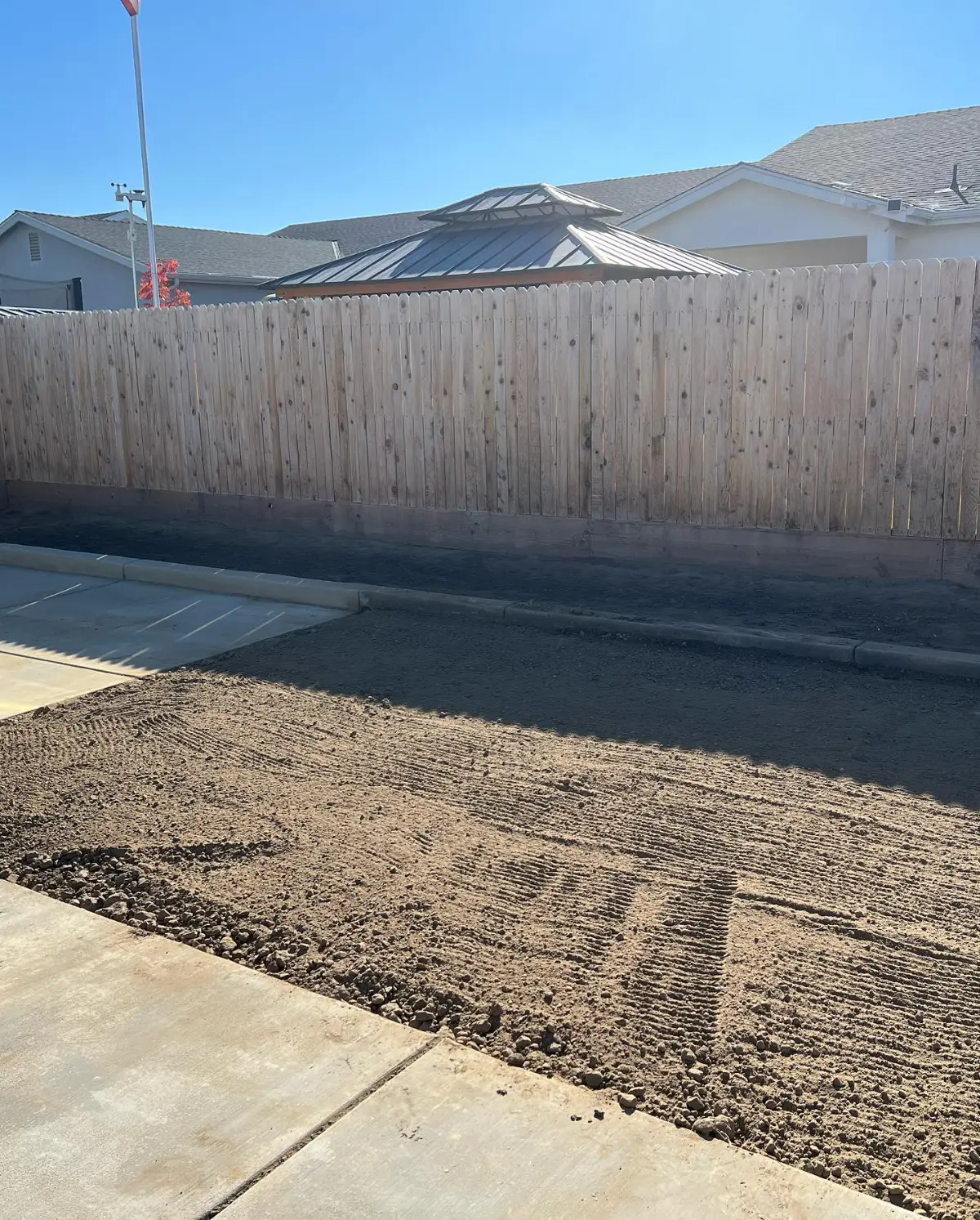 The same spot at the Mesa property with the dirt mound gone