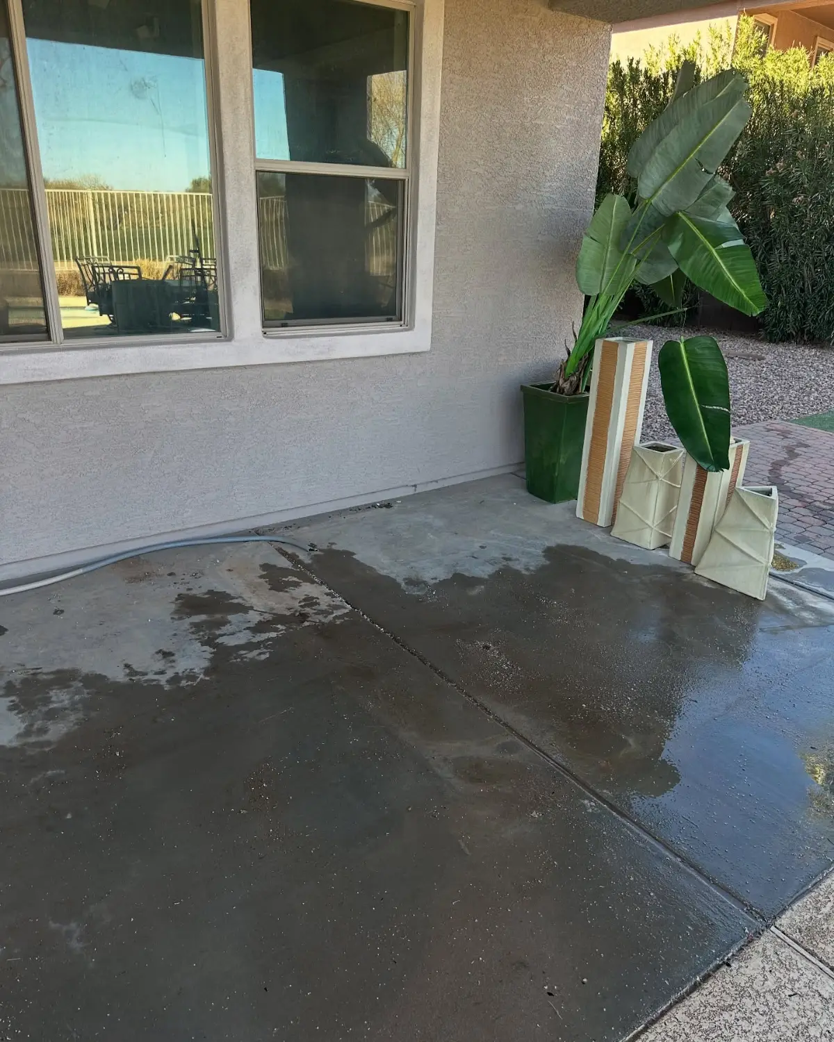 The same Scottsdale patio with the hot tub gone and the concrete pad clear